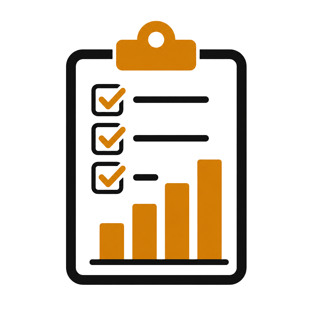 Logotipo PLANEJAÊ: prancheta com checklist e gráfico de barras
